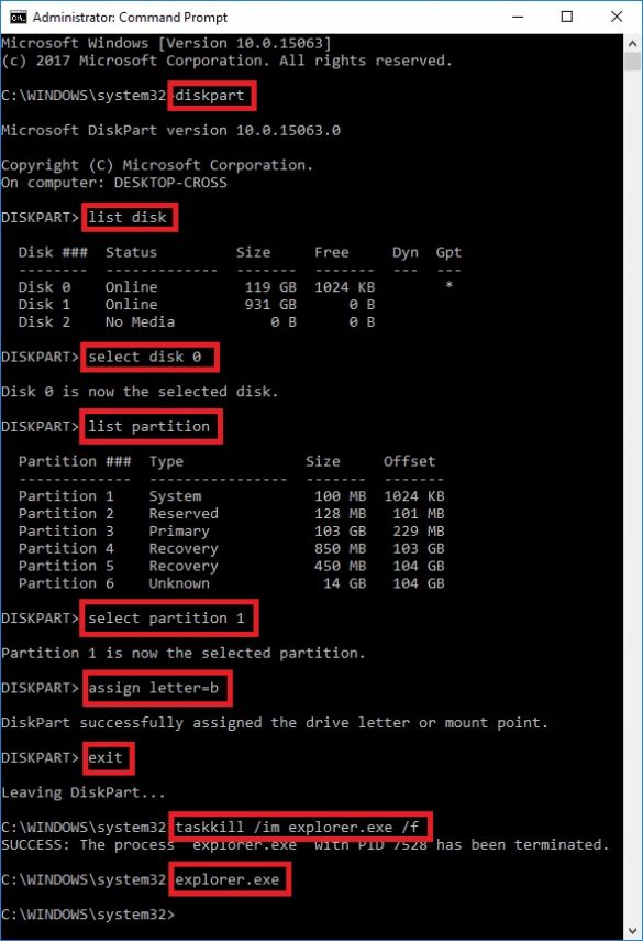 run diskpart to select disk and partition and assign a drive letter to EFI partition